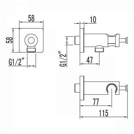 Кронштейн/подключение шланга Lemark LM3785GM для LM3719GM, графит