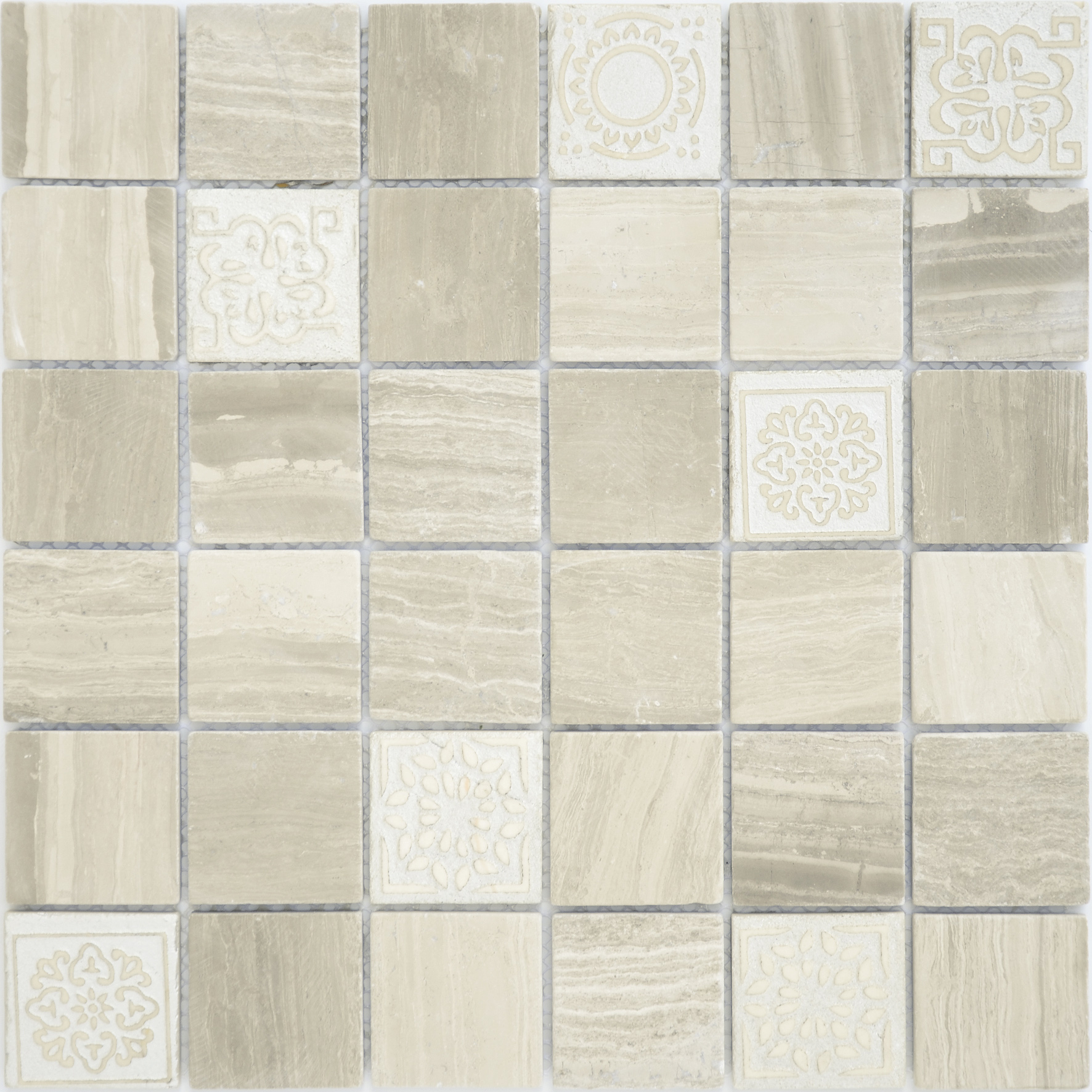 Мозаика LeeDo & Caramelle Art Travertino Silver MAT (48x48x8) 30x30