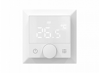 Термостат с датчиком пола программируемый,  с Wi-Fi,  16A,  размер накладки 55х55мм,  с ручкой настройки,  цвет белый