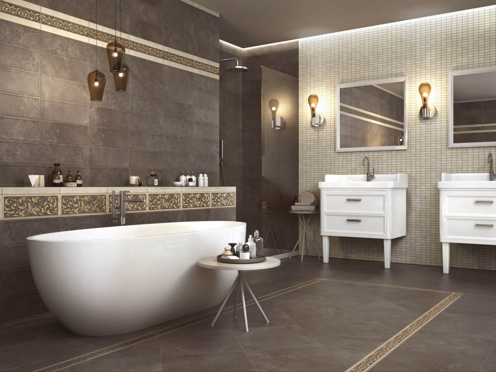 Керамическая плитка Kerama Marazzi Бордюр Орсэ коричневый структура 3,4х40