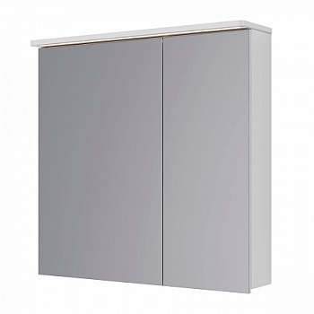 Шкаф зеркальный Lemark ZENON 80х80см 2-х дв, с козырьком-подсветкой, с розеткой, Белый глянец