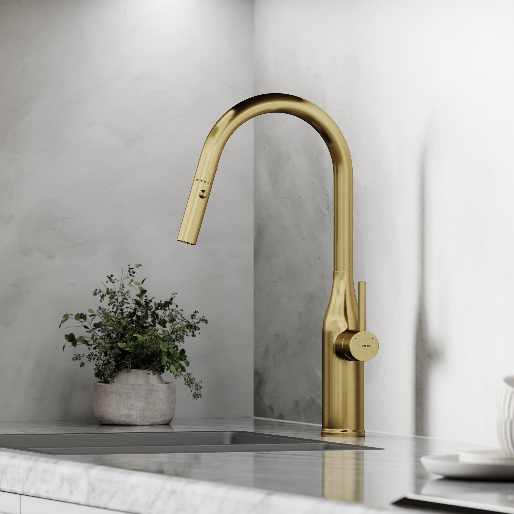 Смеситель для кухонной мойки Sancos Grand SC4002BG брашированное золото