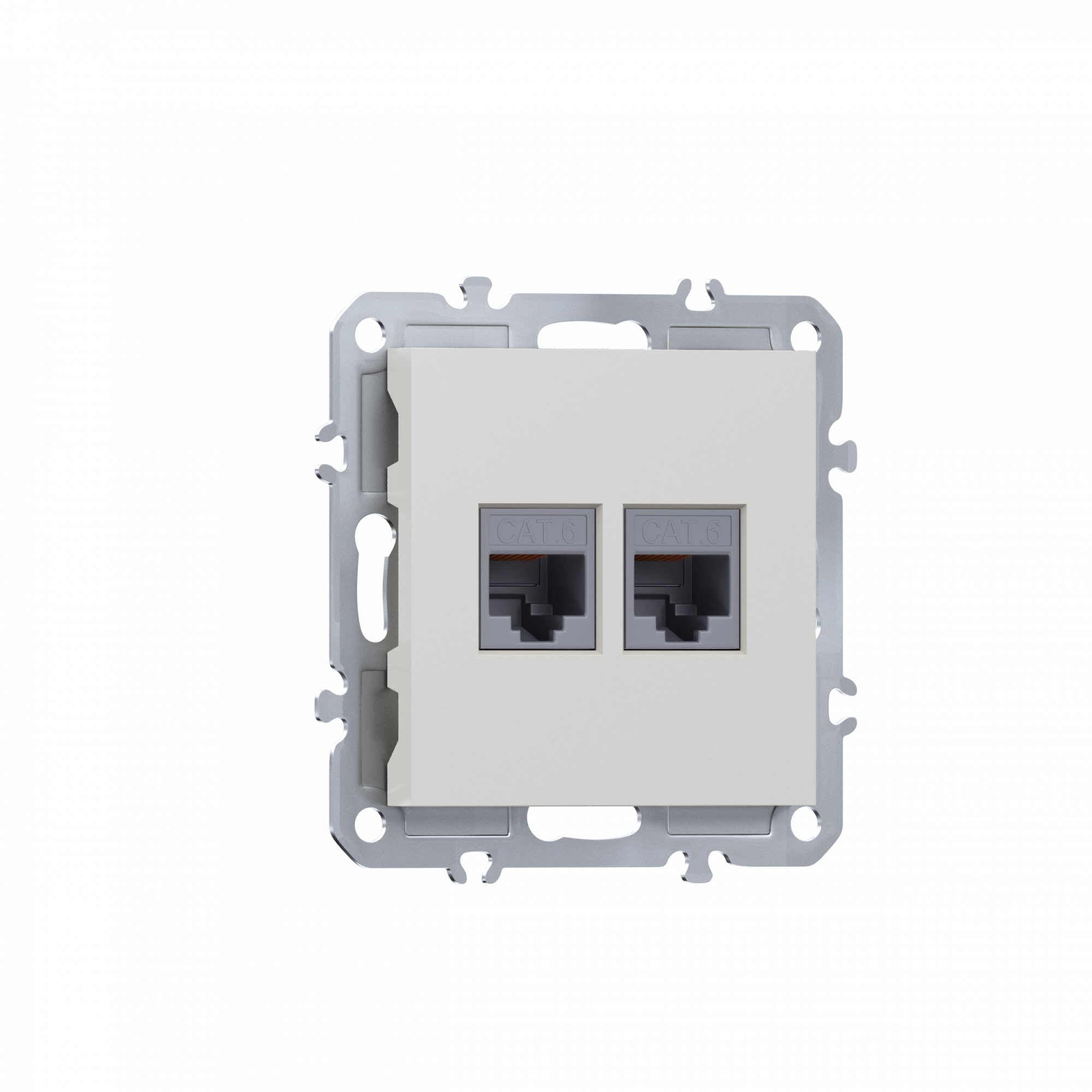 Розетка RJ45 + RJ45 cat.6,  компьютерная на 2 выхода,  цвет матовый белый,  серия A07 Donel