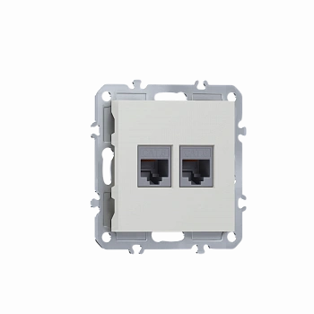 Розетка RJ45 + RJ45 cat.6,  компьютерная на 2 выхода,  цвет матовый белый,  серия A07 Donel