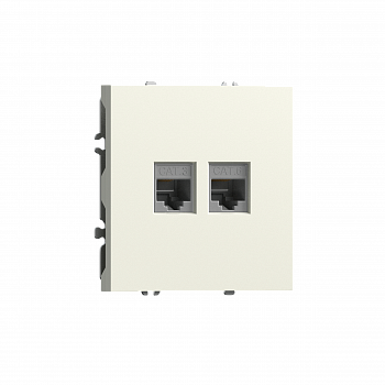 Розетка RJ11 + RJ45 cat.6,  комбинированная на 2 выхода (телефон + компьютер),  цвет слоновая кость,  серия S08 Donel