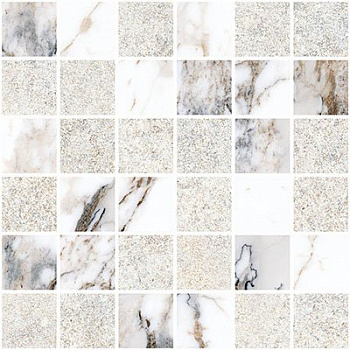 Мозаика Vitra Marble-Stone Белый Матовый-Лаппато Ректификат (5х5) 30х30