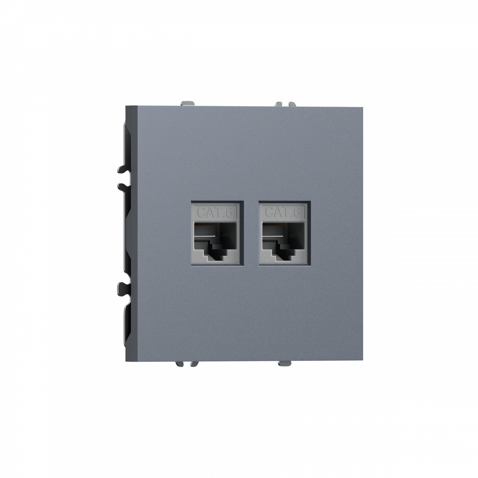Розетка RJ45 + RJ45 cat.6,  компьютерная на 2 выхода,  цвет сталь,  серия S08 Donel