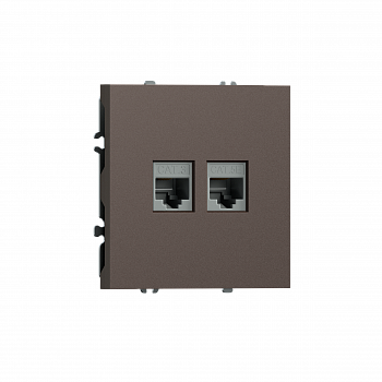 Розетка RJ11 + RJ45 cat.5,  комбинированная на 2 выхода (телефон + компьютер),  цвет мокко,  серия S08 Donel