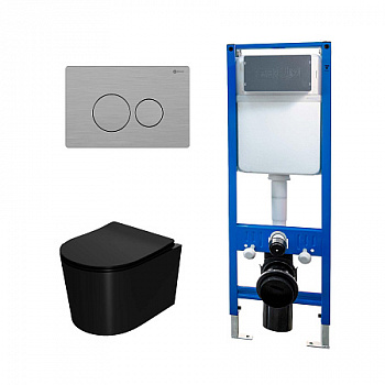Сет: Инсталляция Point Элемент PN45124+Клавиша Виктория, нерж сталь PN44061SB+Унитаз Веста PN41701BM