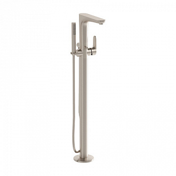 Смеситель Vitra Root Round A4274134EXP для ванны напольный, брашированный никель