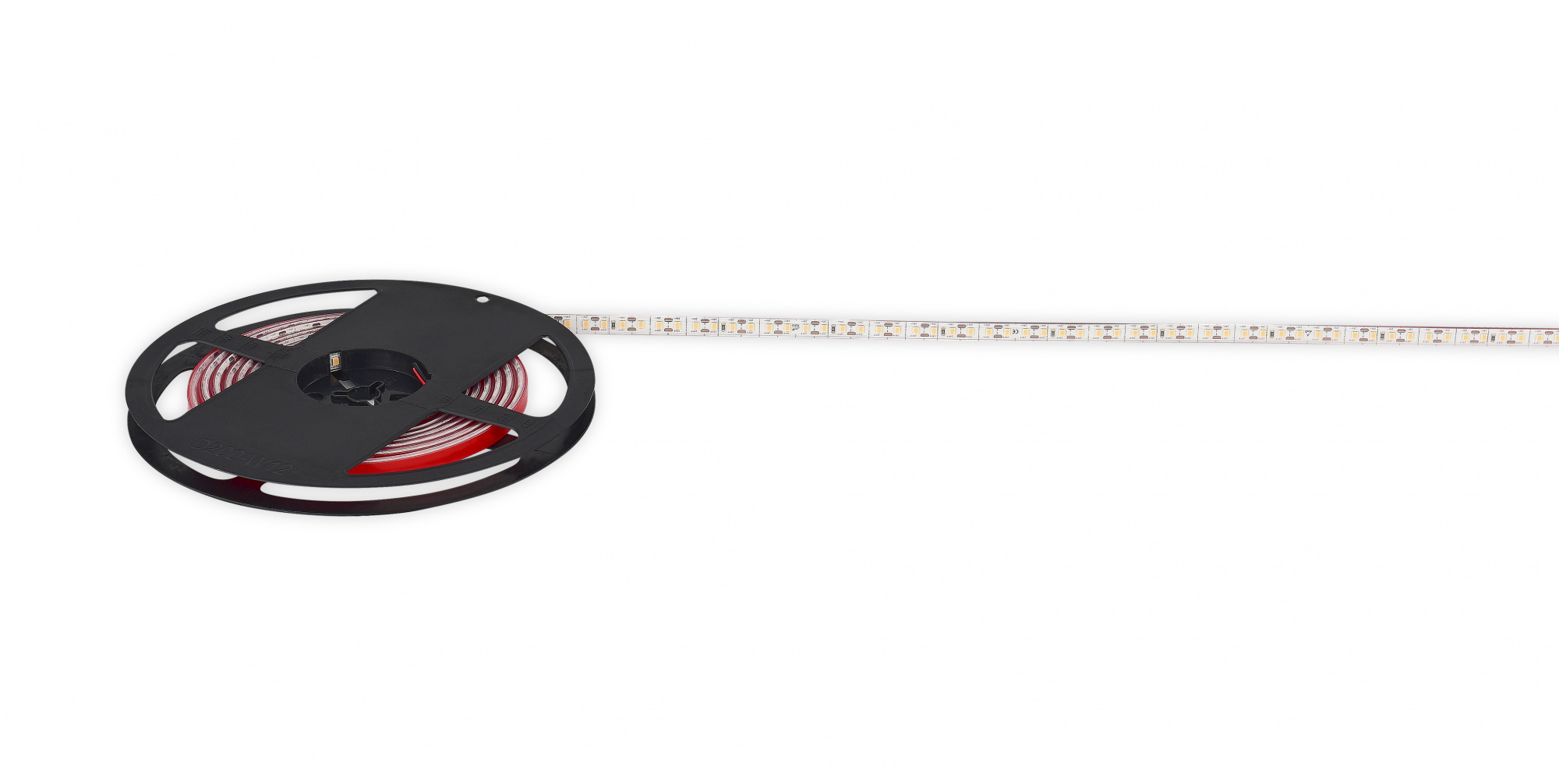 Лента светодиодная SMD тёпло-белая DC24V 9, 6W/m 3000K 1335Lm/m 120д/м CRI>90 IP65,  упаковка 5 метров,  ширина 8мм,  высота 3, 8мм,  самоклейкая