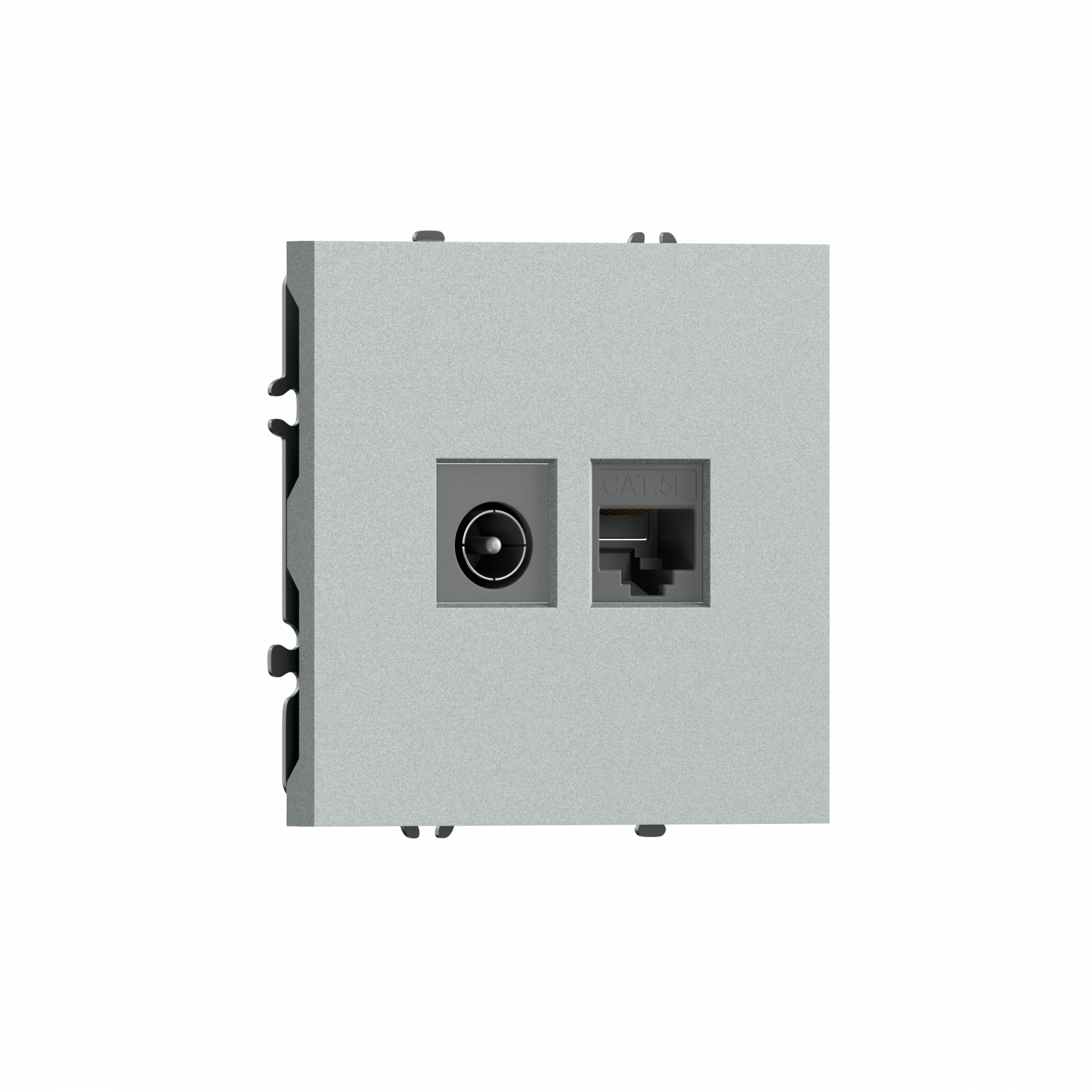 Розетка RJ45 cat.5 + TV 0-2400 МГц,  комбинированная на 2 выхода (компьютер + телевизор),  цвет графит серый,  серия S08 Donel