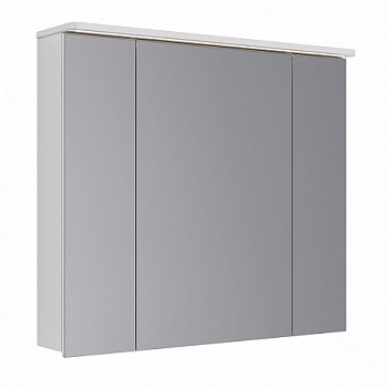 Шкаф зеркальный Lemark ZENON 90х80см 3-х дв, с козырьком-подсветкой, с розеткой, Белый глянец