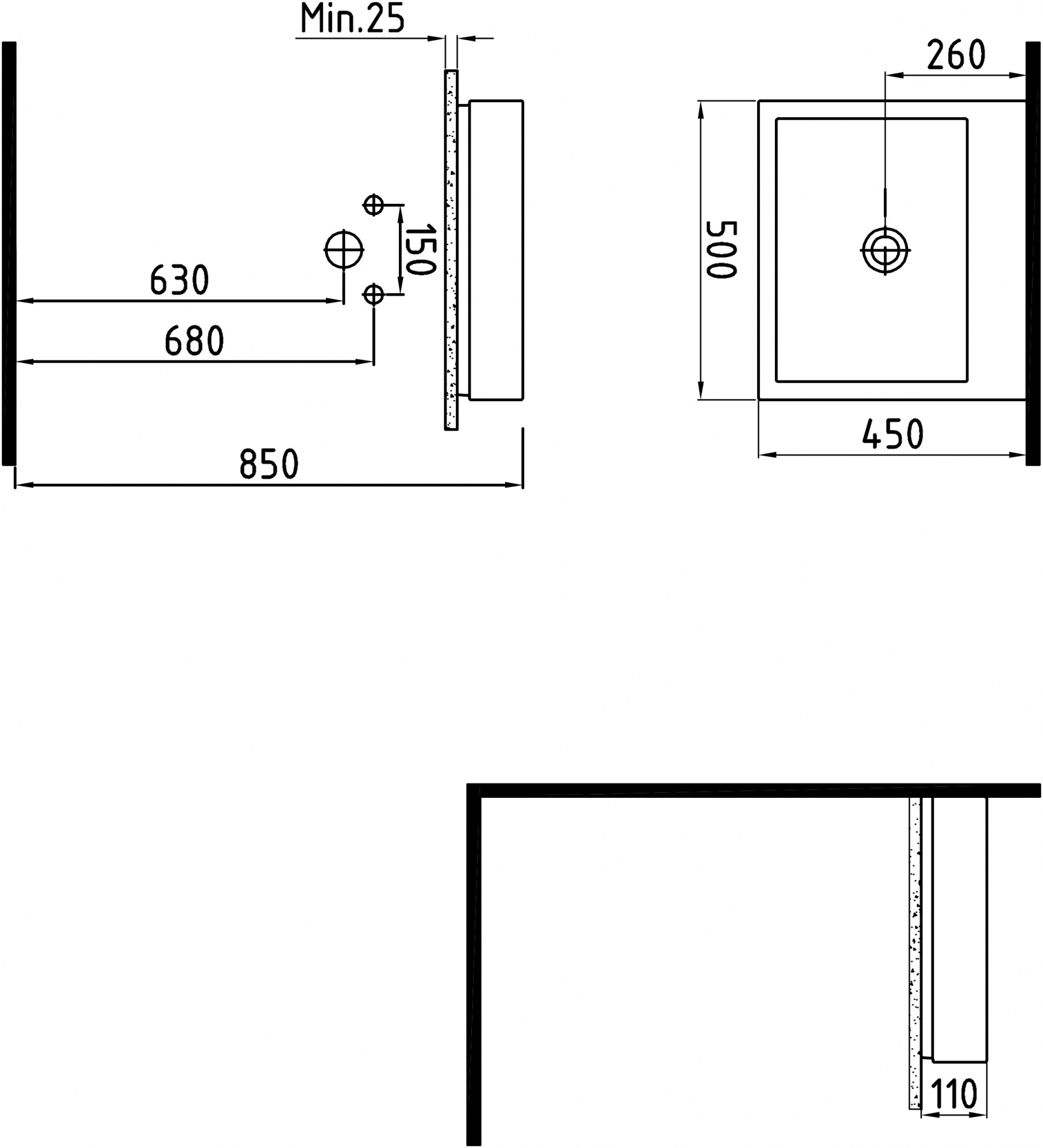 Раковина Bien Infinitum 50 см INLG05001VD1W5000 белый