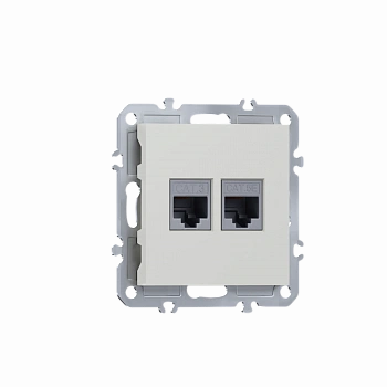 Розетка RJ11 + RJ45 cat.5,  комбинированная на 2 выхода (телефон + компьютер),  цвет матовый белый,  серия A07 Donel