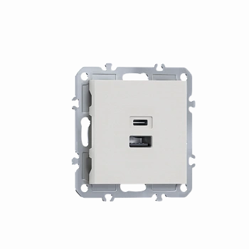 USB-зарядка типа A+С 3100мA 12Вт,  цвет матовый белый,  серия A07 Donel