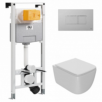 Сет: OLI 120 ECO Sanitarblock pneumatic+Панель KARISMA, хр. мат. + Унитаз Point Меркурий PN41831