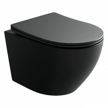 Унитаз подвесной безободковый Ceramica Nova Uno CN11001MB с крышкой-сиденьем микролифт, матовый черный