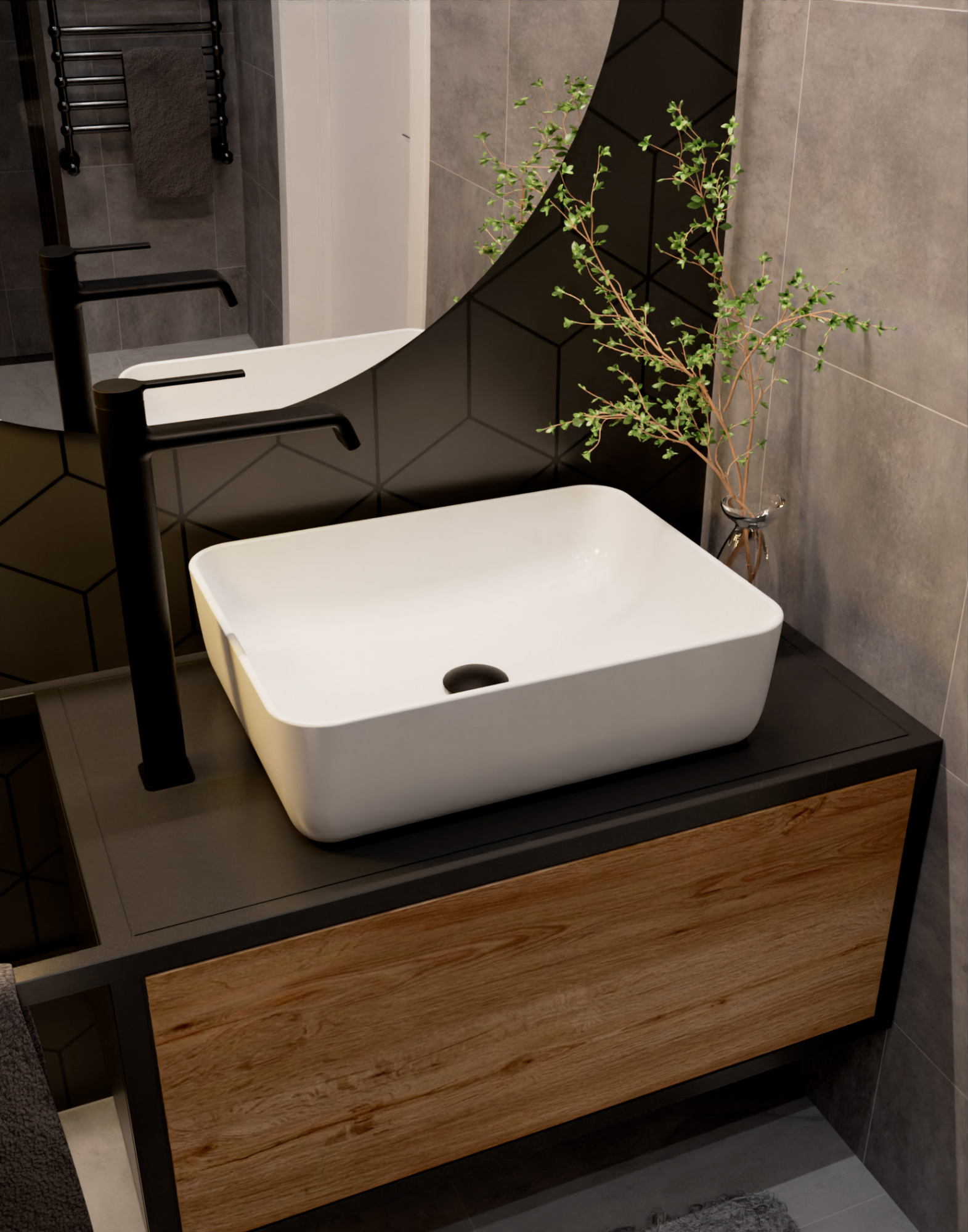 Смеситель для раковины-чаши AQUAme Asti AQM6414MB матовый черный