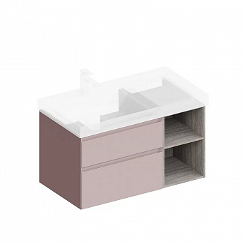 CUB.90Lh/MAL Тумба CUBO левая подвесная с ящиками 90, мальва матовая-древесная