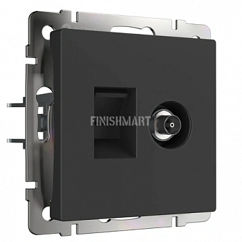 Розетка ТВ+Ethernet RJ-45 6 cat. (черный матовый) W1181308