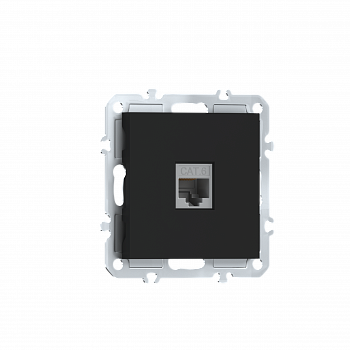 Розетка RJ45 cat.6,  компьютерная на 1 выход,  цвет матовый карбон,  серия A07 Donel