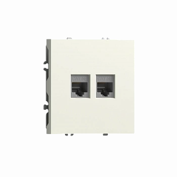 Розетка RJ45 + RJ45 cat.5,  компьютерная на 2 выхода,  цвет слоновая кость,  серия S08 Donel