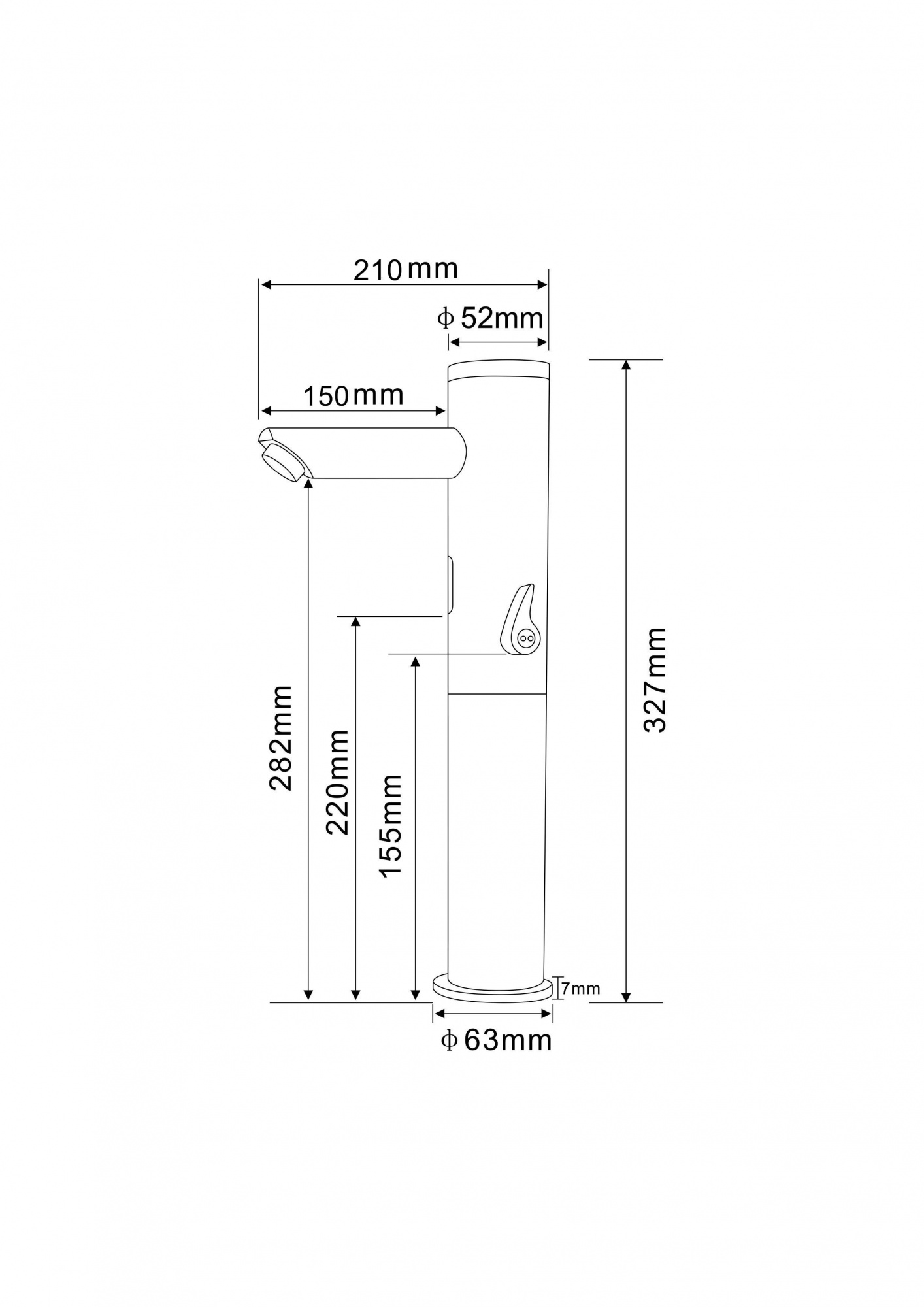 Смеситель для раковины-чаши beWash Photocell BWAM0BH808LR хром