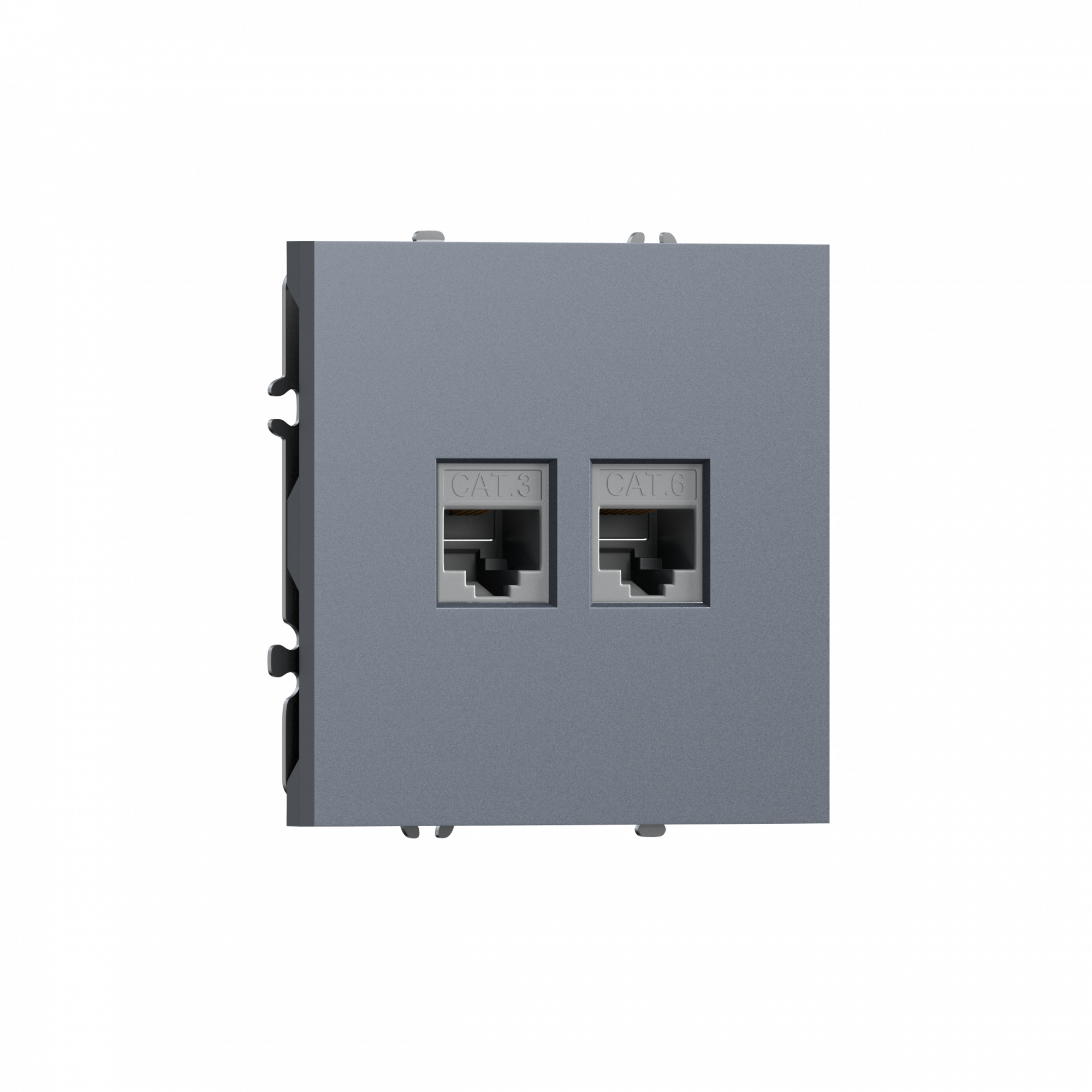 Розетка RJ11 + RJ45 cat.6,  комбинированная на 2 выхода (телефон + компьютер),  цвет сталь,  серия S08 Donel
