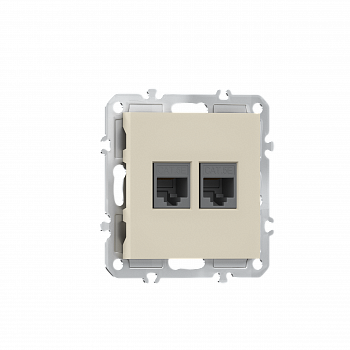 Розетка RJ45 + RJ45 cat.5,  компьютерная на 2 выхода,  цвет матовый кремовый,  серия A07 Donel