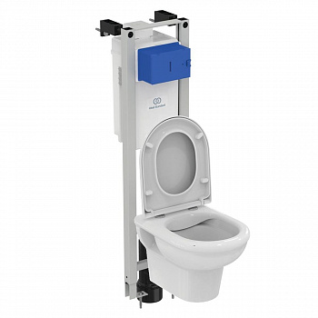 Комплект подвесной безободковый унитаз с инсталляцией Ideal Standard Prosys Eco Frame Exacto X022601 с сиденьем микролифт