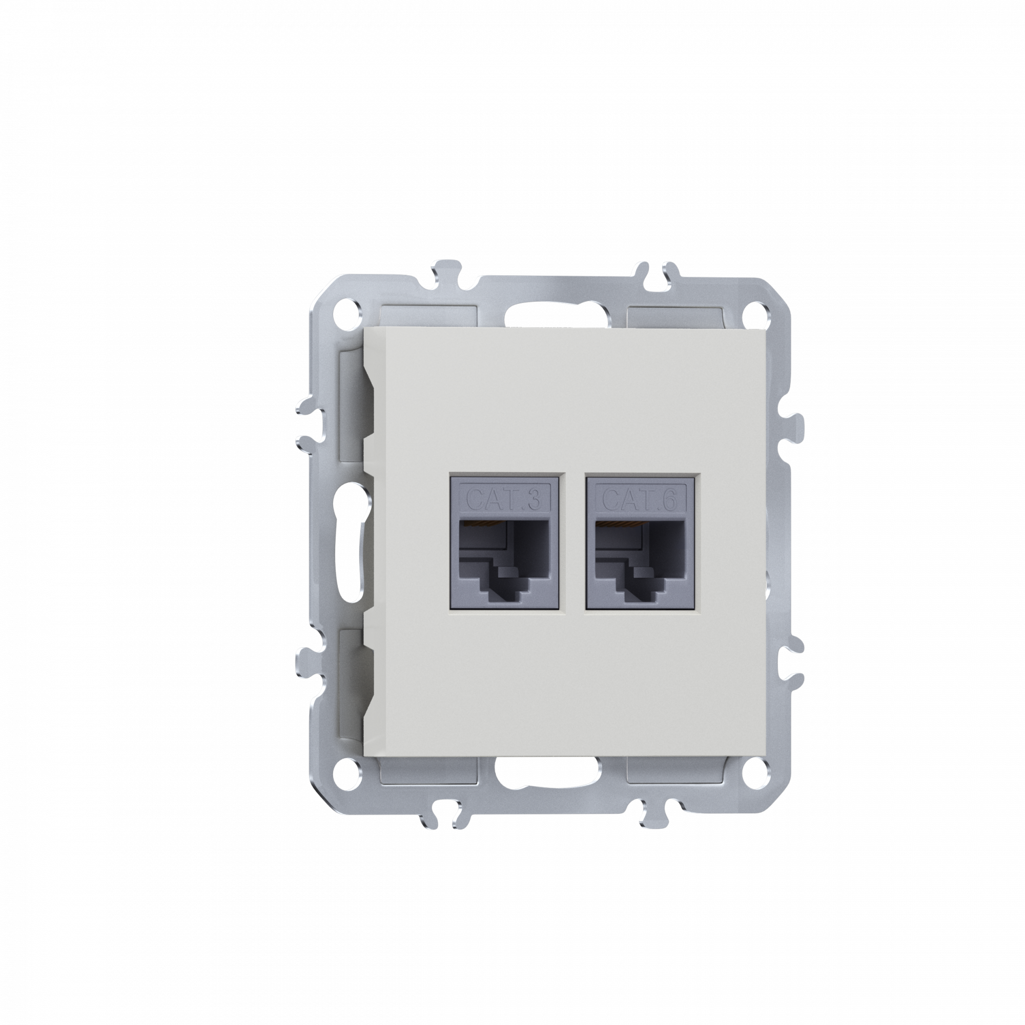 Розетка RJ11 + RJ45 cat.6,  комбинированная на 2 выхода (телефон + компьютер),  цвет матовый белый,  серия A07 Donel