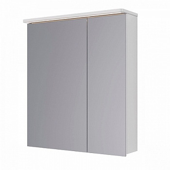 Шкаф зеркальный Lemark ZENON 70х80см 2-х дв, с козырьком-подсветкой, с розеткой, Белый глянец