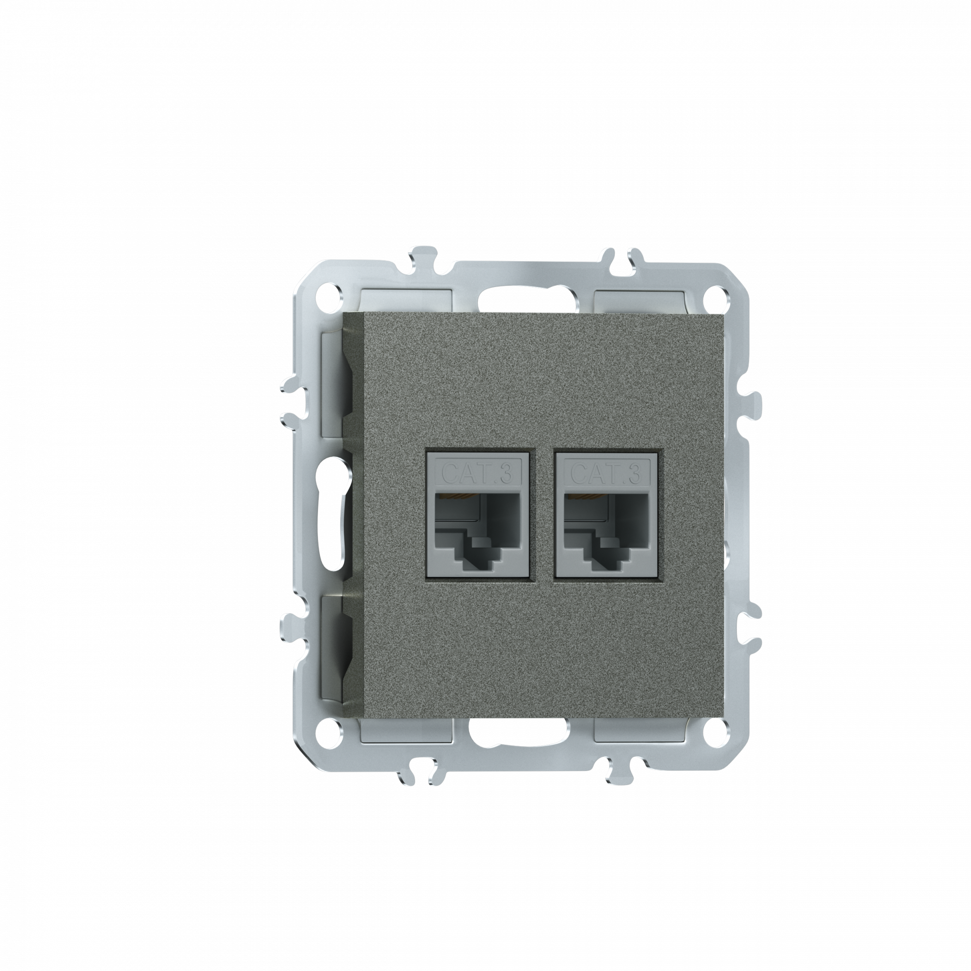 Розетка RJ11 + RJ11,  телефонная на 2 выхода,  цвет матовый титан,  серия A07 Donel