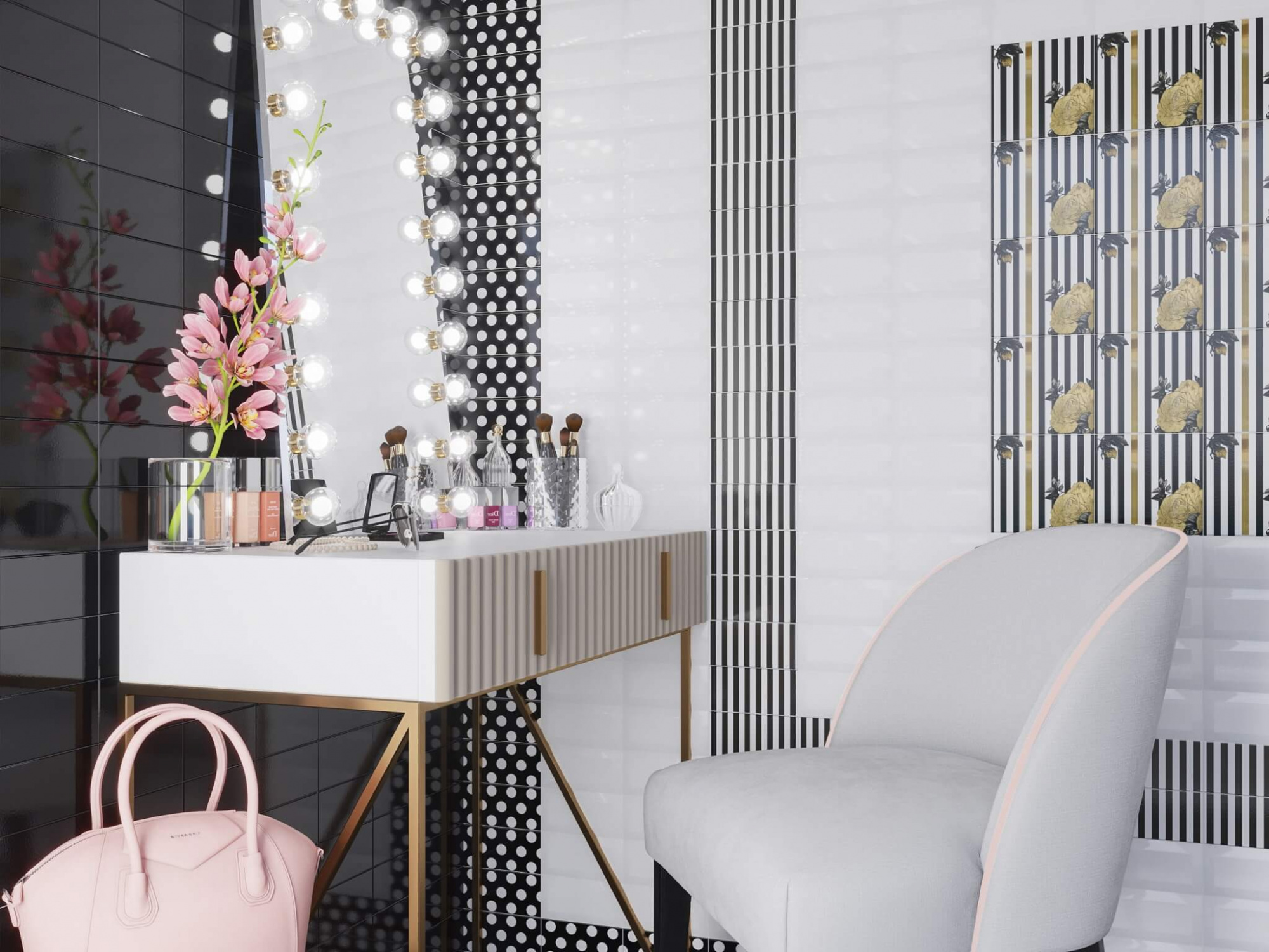 Керамическая плитка Kerama Marazzi Декор Этуаль чёрный 7,4х15