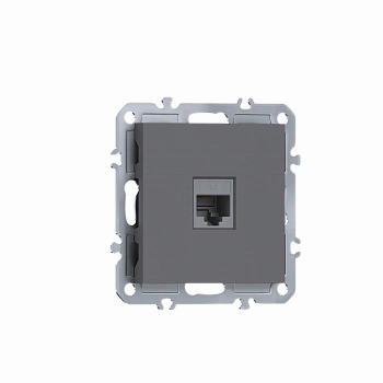 Розетка RJ45 cat.6,  компьютерная на 1 выход,  цвет матовый серый,  серия A07 Donel
