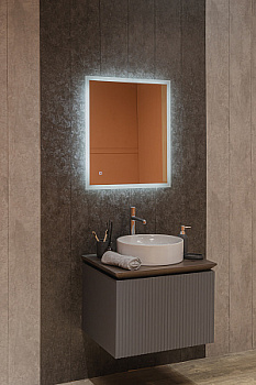 Зеркало Silver Mirrors Norma - Lite 600х700 (алюминиевый профиль, сенсорный выключатель, гор/вер кре
