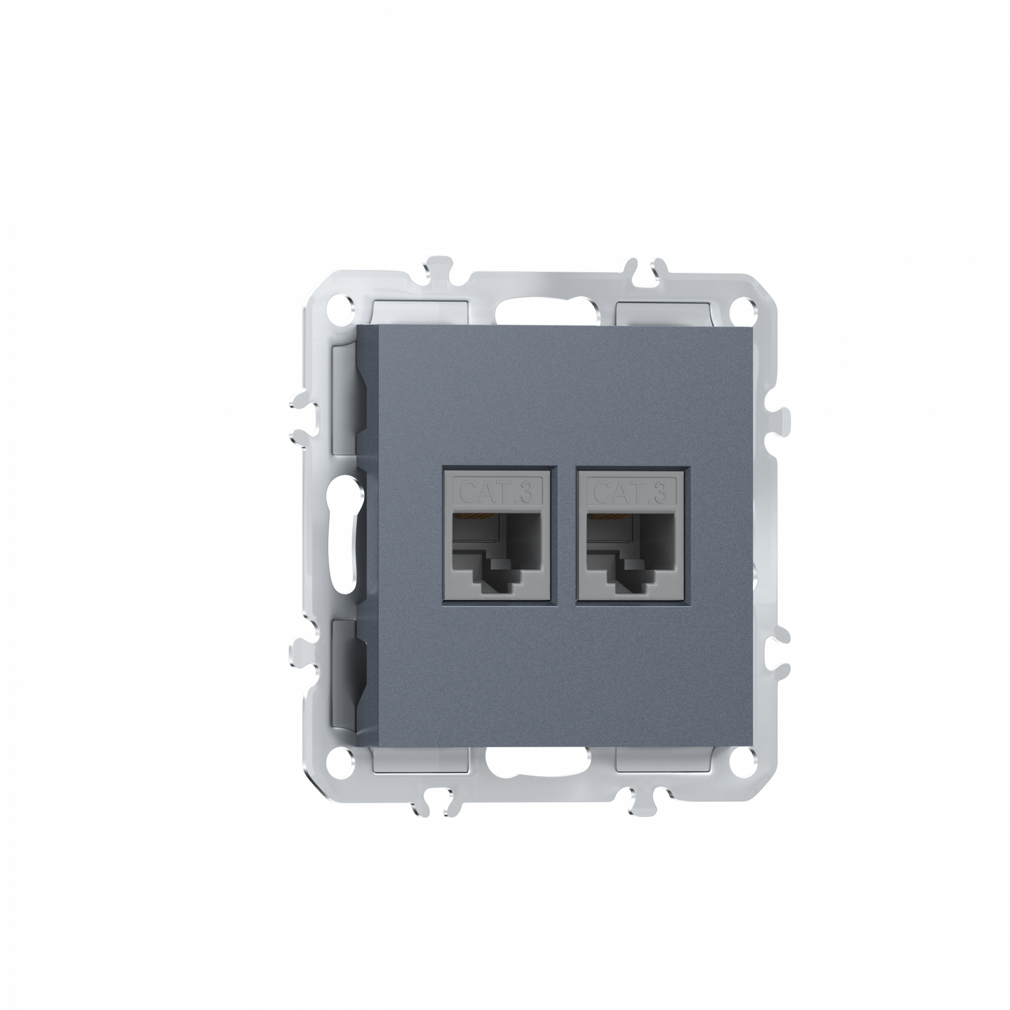 Розетка RJ11 + RJ11,  телефонная на 2 выхода,  цвет сталь,  серия A07 Donel