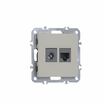 Розетка RJ45 cat.5 + TV 0-2400 МГц,  комбинированная на 2 выхода (компьютер + телевизор),  цвет матовый кашемир,  серия A07 Donel