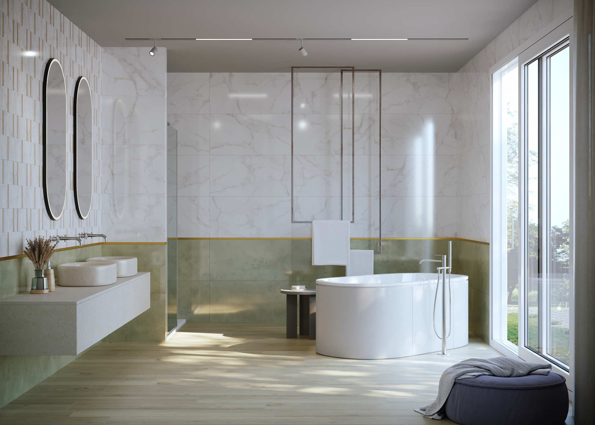 Керамогранит Meissen State зеленый ректификат 44,8x89,8