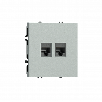 Розетка RJ11 + RJ45 cat.5,  комбинированная на 2 выхода (телефон + компьютер),  цвет графит серый,  серия S08 Donel