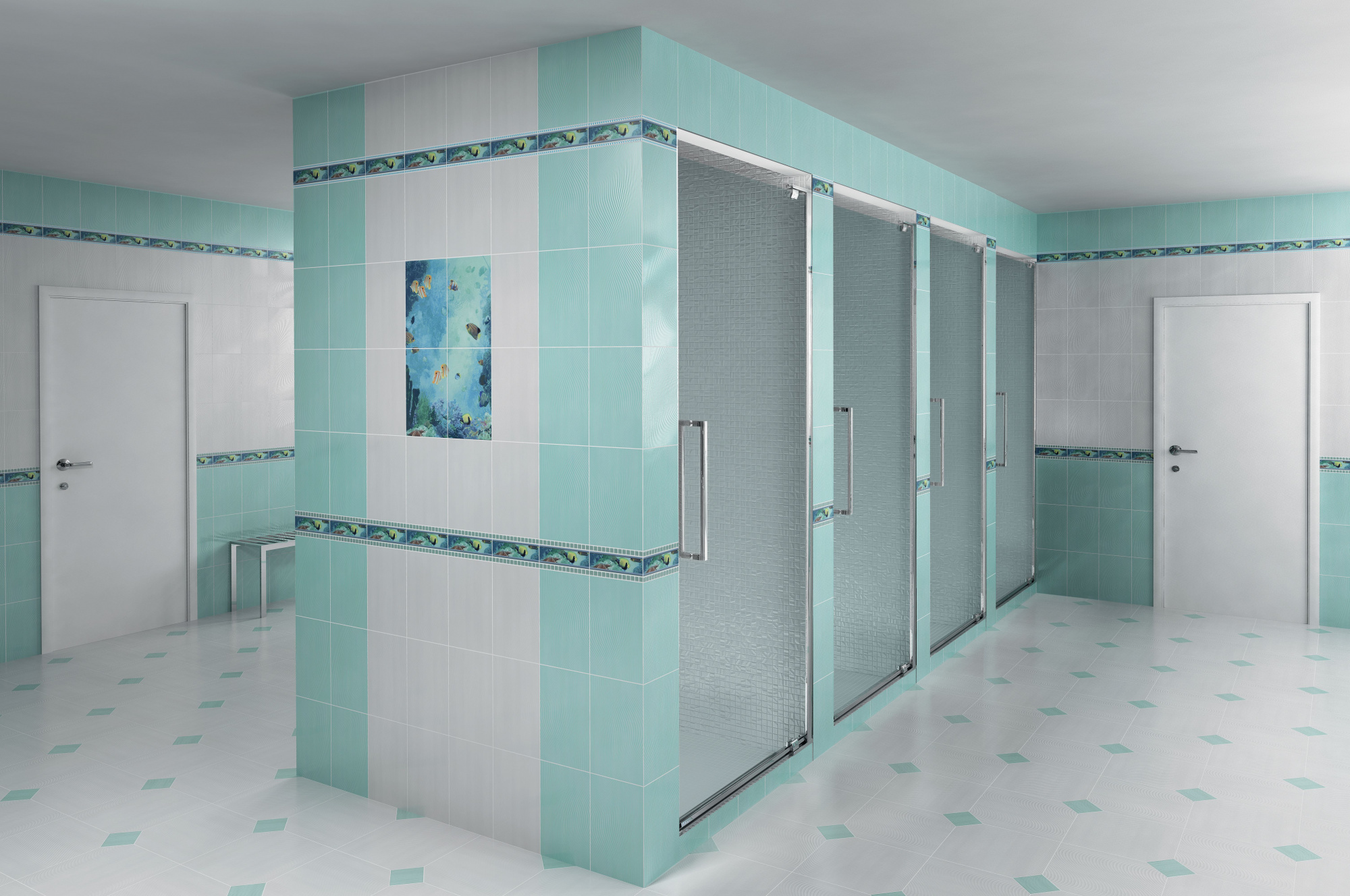 Керамическая плитка Kerama Marazzi Бордюр Карандаш зелено-голубой 1,5х20