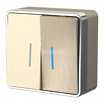 Выключатель двухклавишный с подсветкой Gallant (шампань рифленый) W5020110