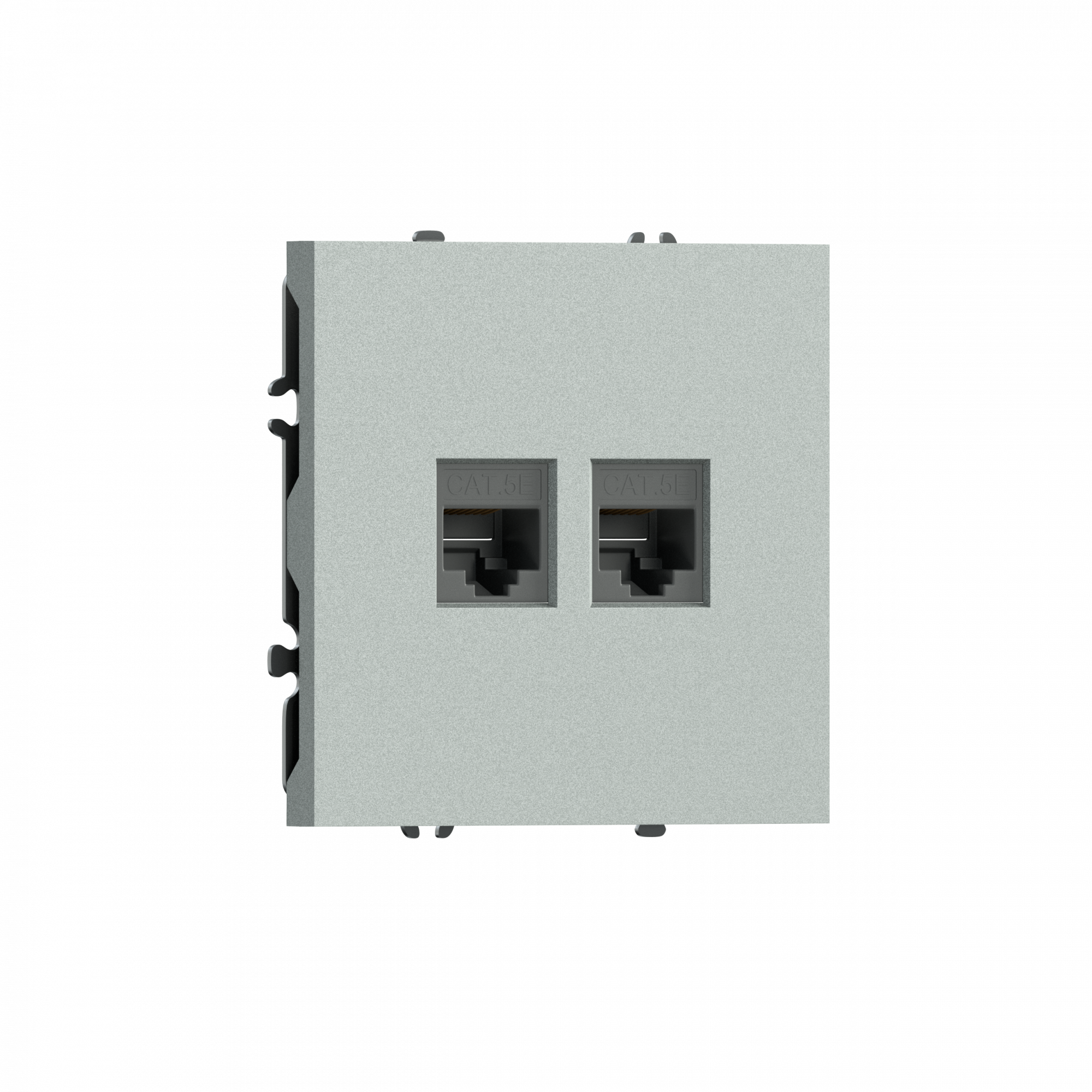 Розетка RJ45 + RJ45 cat.5,  компьютерная на 2 выхода,  цвет графит серый,  серия S08 Donel