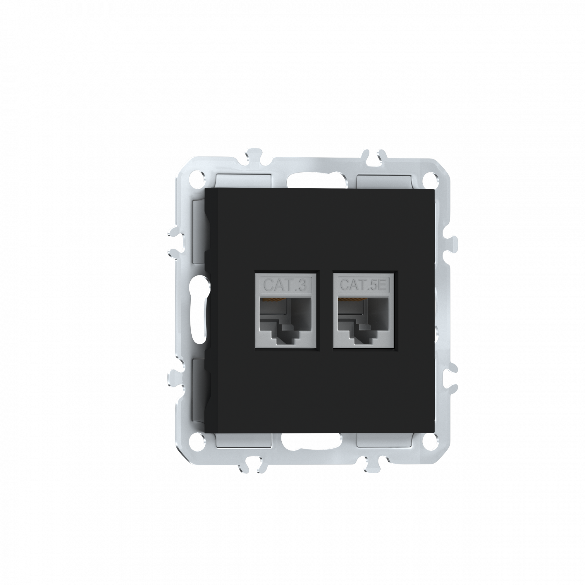 Розетка RJ11 + RJ45 cat.5,  комбинированная на 2 выхода (телефон + компьютер),  цвет матовый карбон,  серия A07 Donel