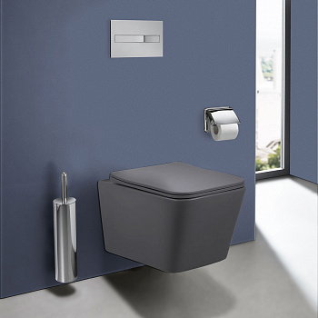 Унитаз подвесной Vincea Q-Line VT1-12MA безободковый, антрацит матовое, ультратонкое soft close сиденье