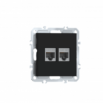 Розетка RJ45 + RJ45 cat.5,  компьютерная на 2 выхода,  цвет матовый карбон,  серия A07 Donel