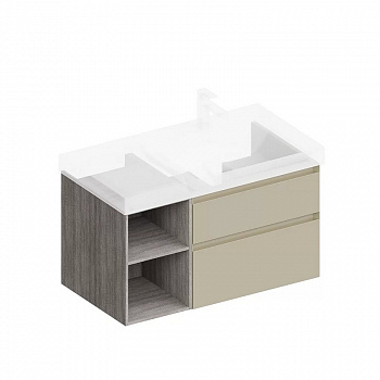CUB.90Rh/LIM Тумба CUBO правая подвесная с ящиками 90, лимо матовая-древесная