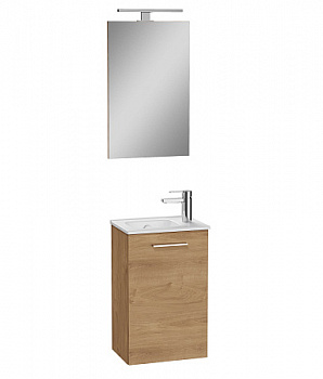 Комплект мебели Vitra Mia 40, тумба с дверцами + раковина + зеркало, золотой дуб