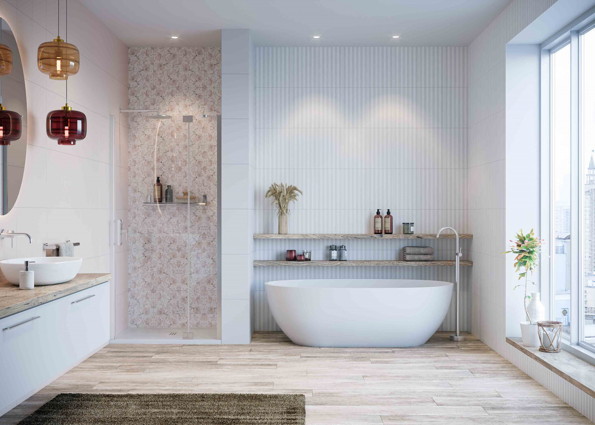 Керамическая плитка Creto Плитка Poluna rose 25х40